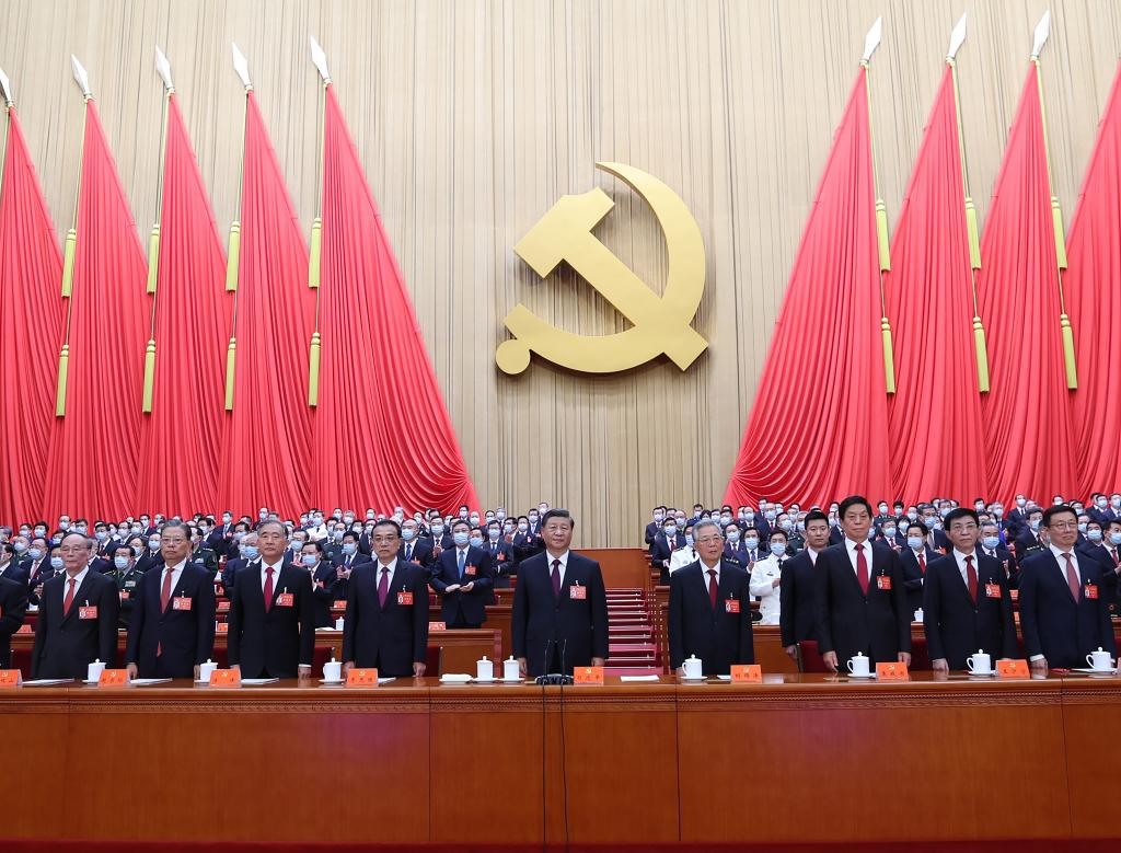 Các nhà lãnh đạo Trung Quốc trong phiên bế mạc Đại hội đại biểu toàn quốc lần thứ XX Đảng Cộng sản Trung Quốc. Ảnh: Xinhua