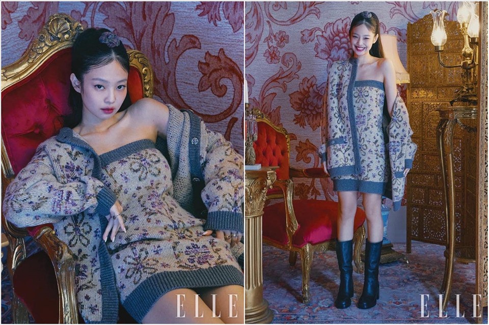 Jennie (Blackpink) mặc đồ Chanel lên trang bìa tạp chí Elle Korea. Ảnh: Elle.
