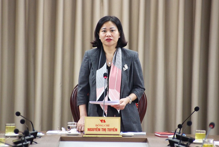 Phó Bí thư Thường trực Thành ủy Nguyễn Thị Tuyến phát biểu kết luận buổi làm việc