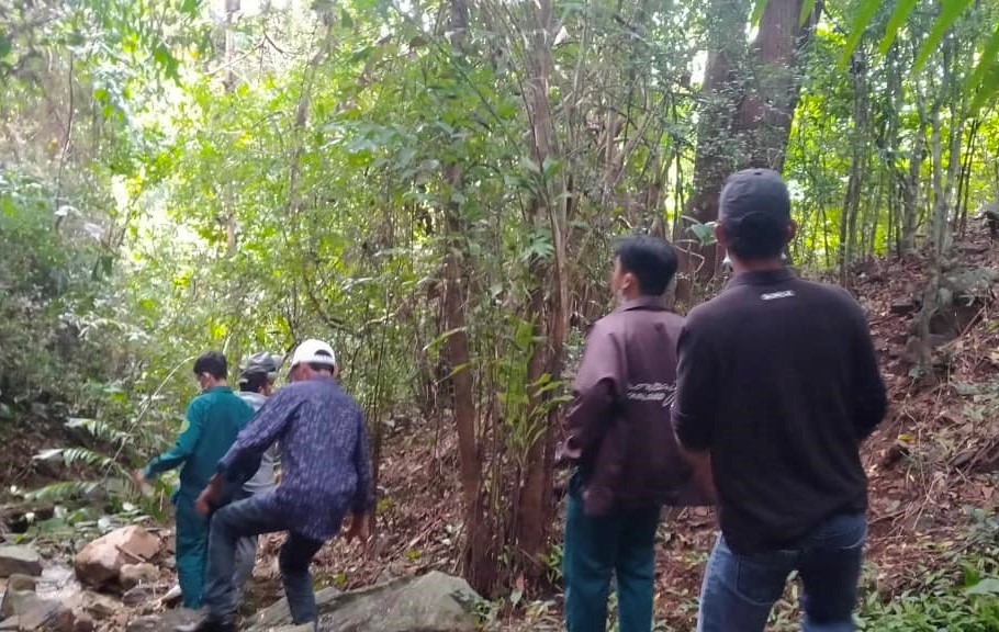 Các lực lượng phối hợp tìm kiếm trong rừng Tà Cú. Ảnh: CTV