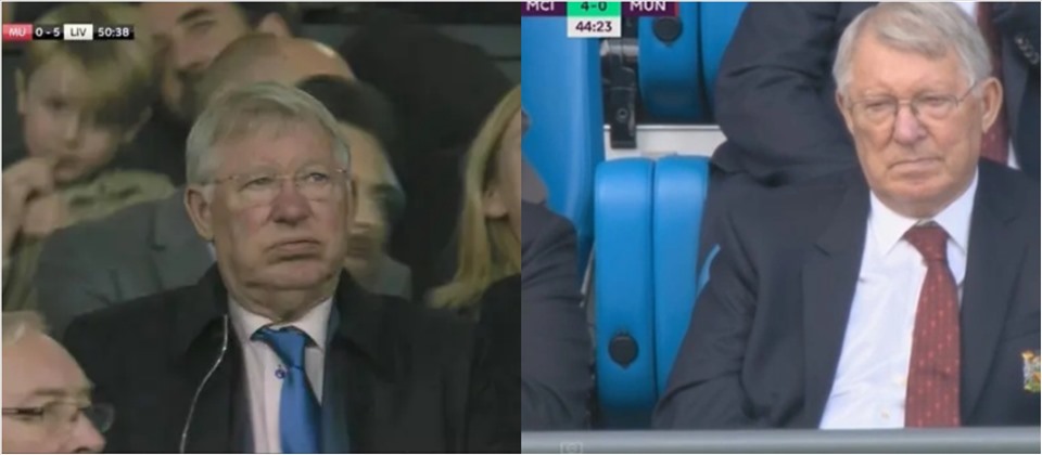 Hình ảnh Sir Alex Ferguson buồn bã, thất vọng được lặp lại sau 1 năm. Ảnh: CMH