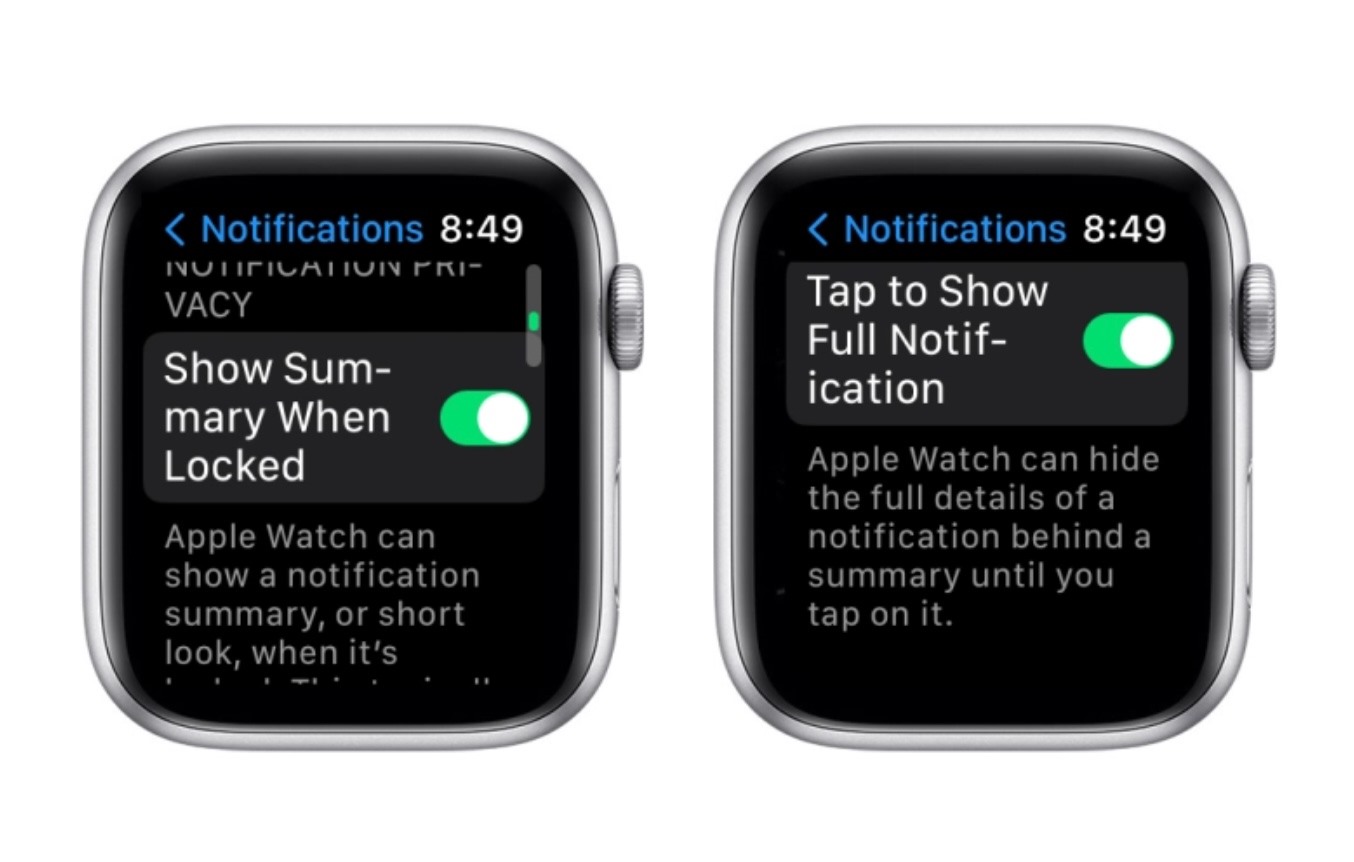 Các thông báo có thể được hiển thị tóm tắt trên Apple Watch. Ảnh chụp màn hình