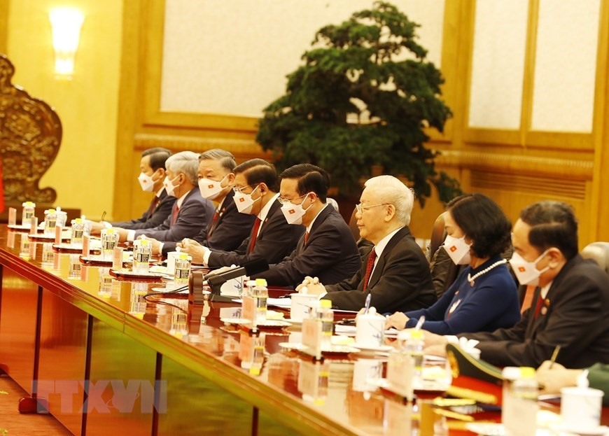 Tổng Bí thư Nguyễn Phú Trọng là nhà lãnh đạo cấp cao nước ngoài đầu tiên thăm Trung Quốc sau Đại hội XX Đảng Cộng sản Trung Quốc. Ảnh: TTXVN