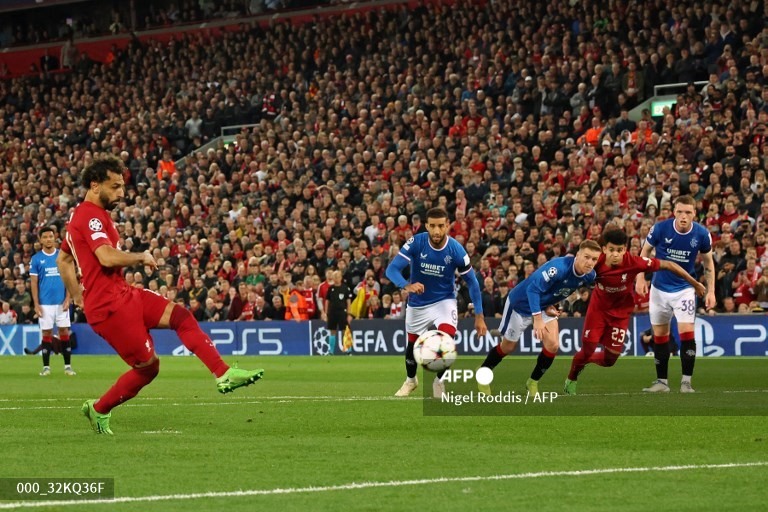 Salah dập tắt hy vọng của Rangers. Ảnh: AFP
