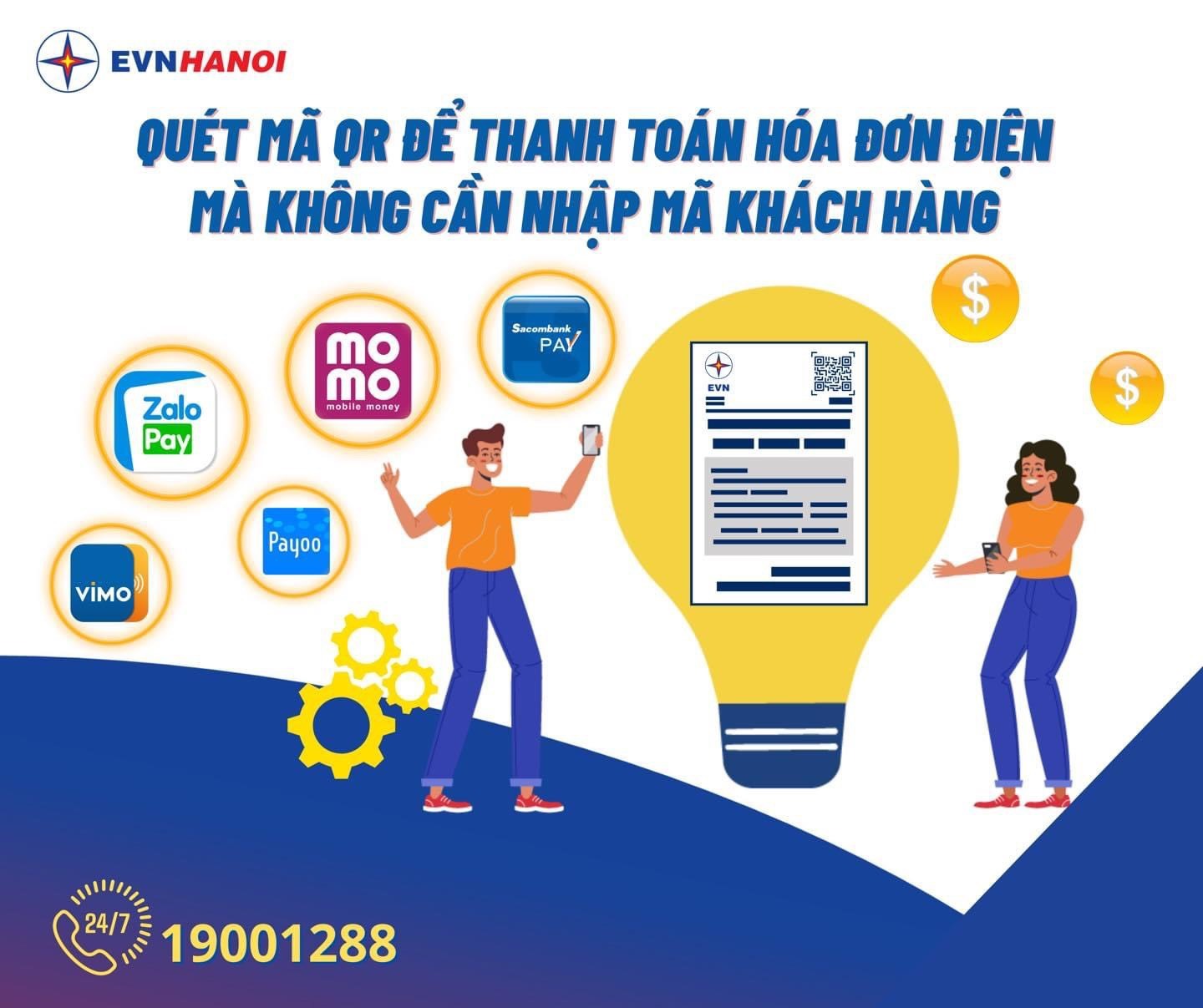 Thanh toán tiền điện với mã QR.