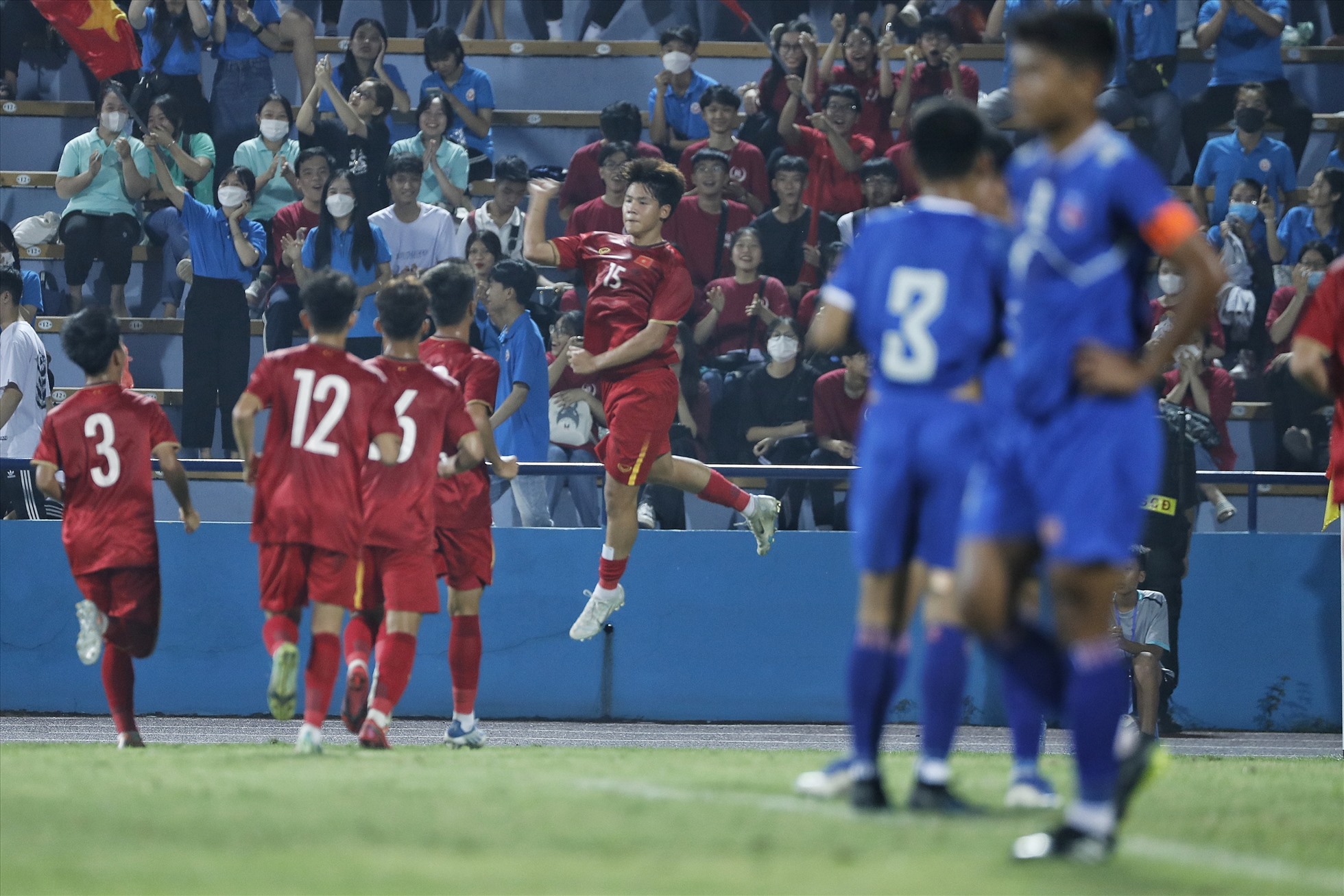 Với 5 bàn thắng được ghi, U17 Việt Nam tiếp tục dẫn đầu bảng F. Ảnh: AFC