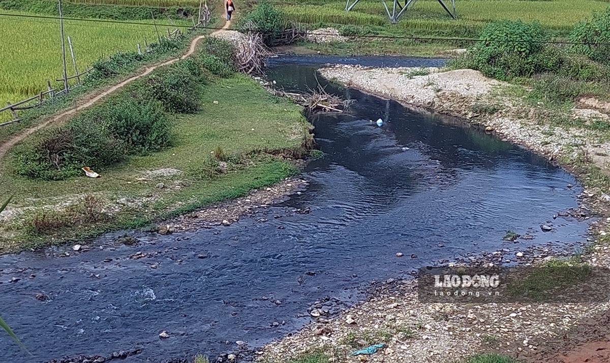 Nước sông Nậm Rốm trong những ngày cuối tháng 10, khi các cơ sở chế biến dong riềng đang hoạt động.