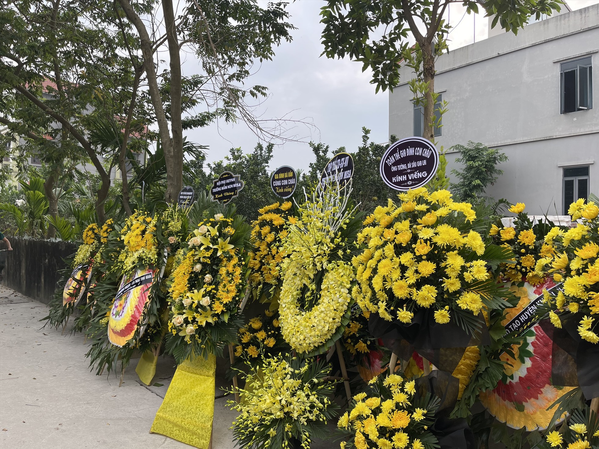 Những vòng hoa kính viếng nhà văn Lê Lựu đặt tại tang lễ. Ảnh: Mai Hương