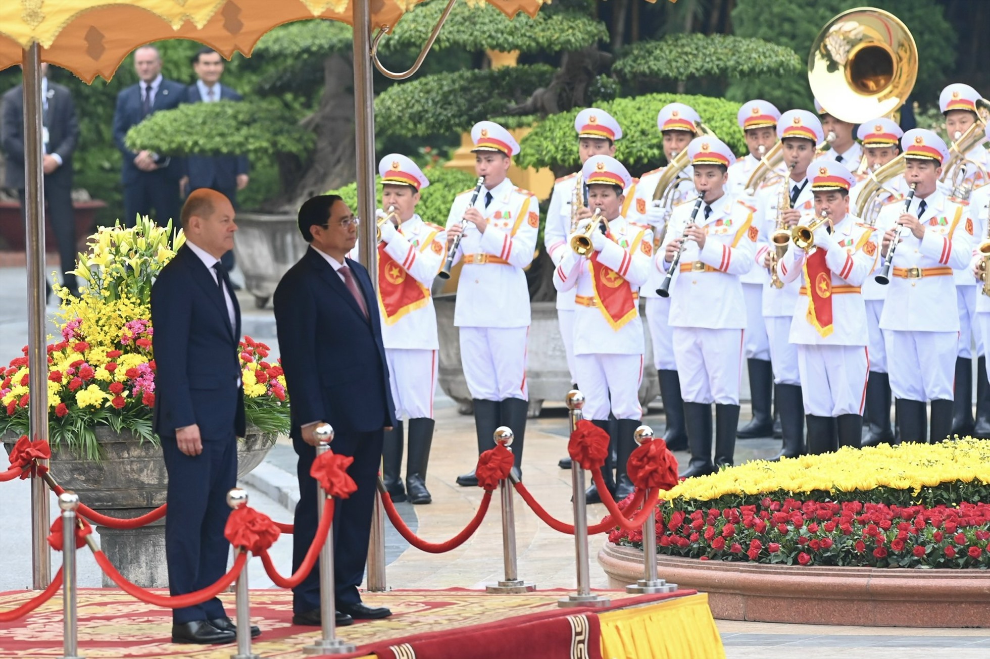 Chuyến thăm Việt Nam của Thủ tướng Đức diễn ra trong bối cảnh quan hệ hữu nghị và hợp tác giữa hai nước phát triển tích cực, ngày càng sâu rộng, hiệu quả và toàn diện. Ảnh: Hải Nguyễn