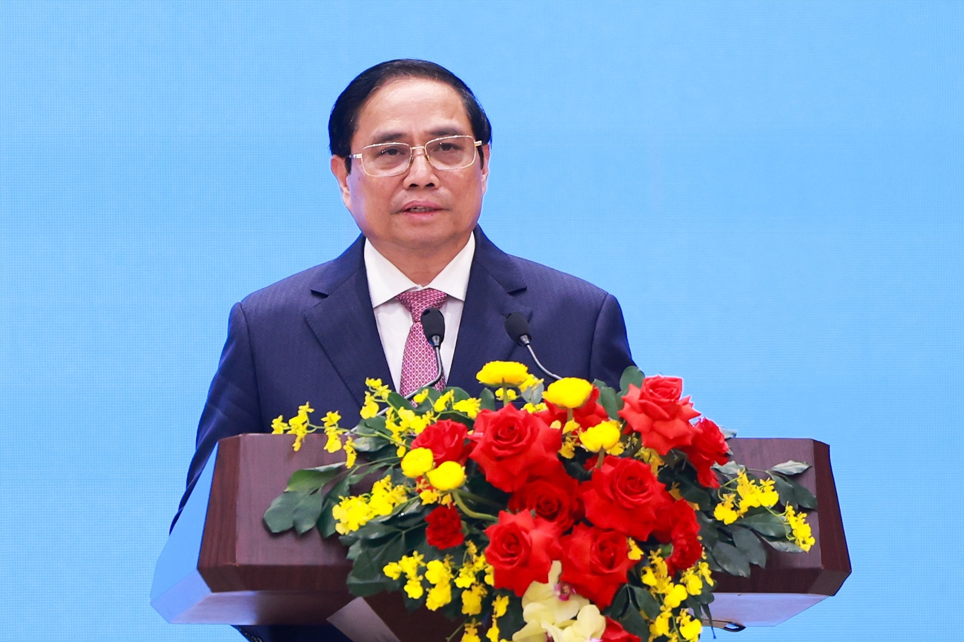 Thủ tướng Phạm Minh Chính phát biểu trước báo giới sau hội đàm với Thủ tướng Đức Olaf Scholz. Ảnh: Hải Nguyễn