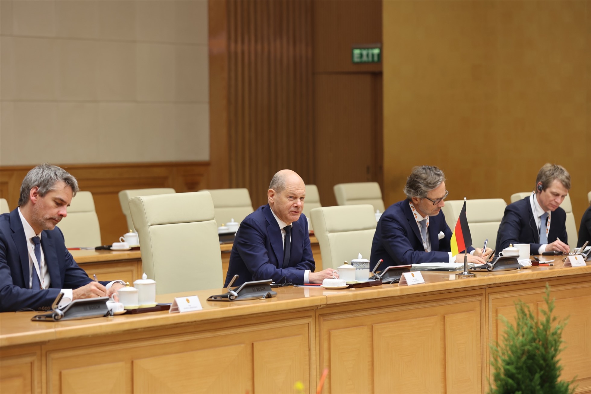 Thủ tướng Đức Olaf Scholz trong cuộc hội đàm chiều 13.11. Ảnh: Hải Nguyễn