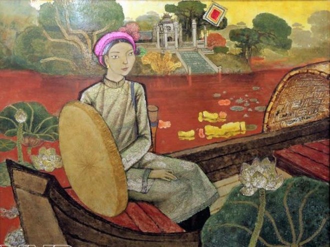 Nữ sĩ Hồ Xuân Hương trong tranh xưa. Ảnh: TL