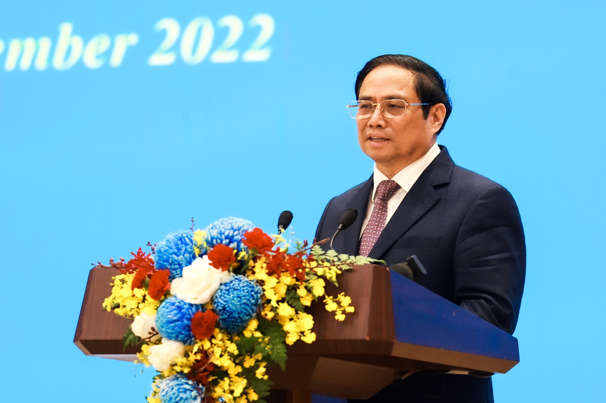 Thủ tướng Phạm Minh Chính phát biểu tại họp báo. Ảnh: Hải Nguyễn