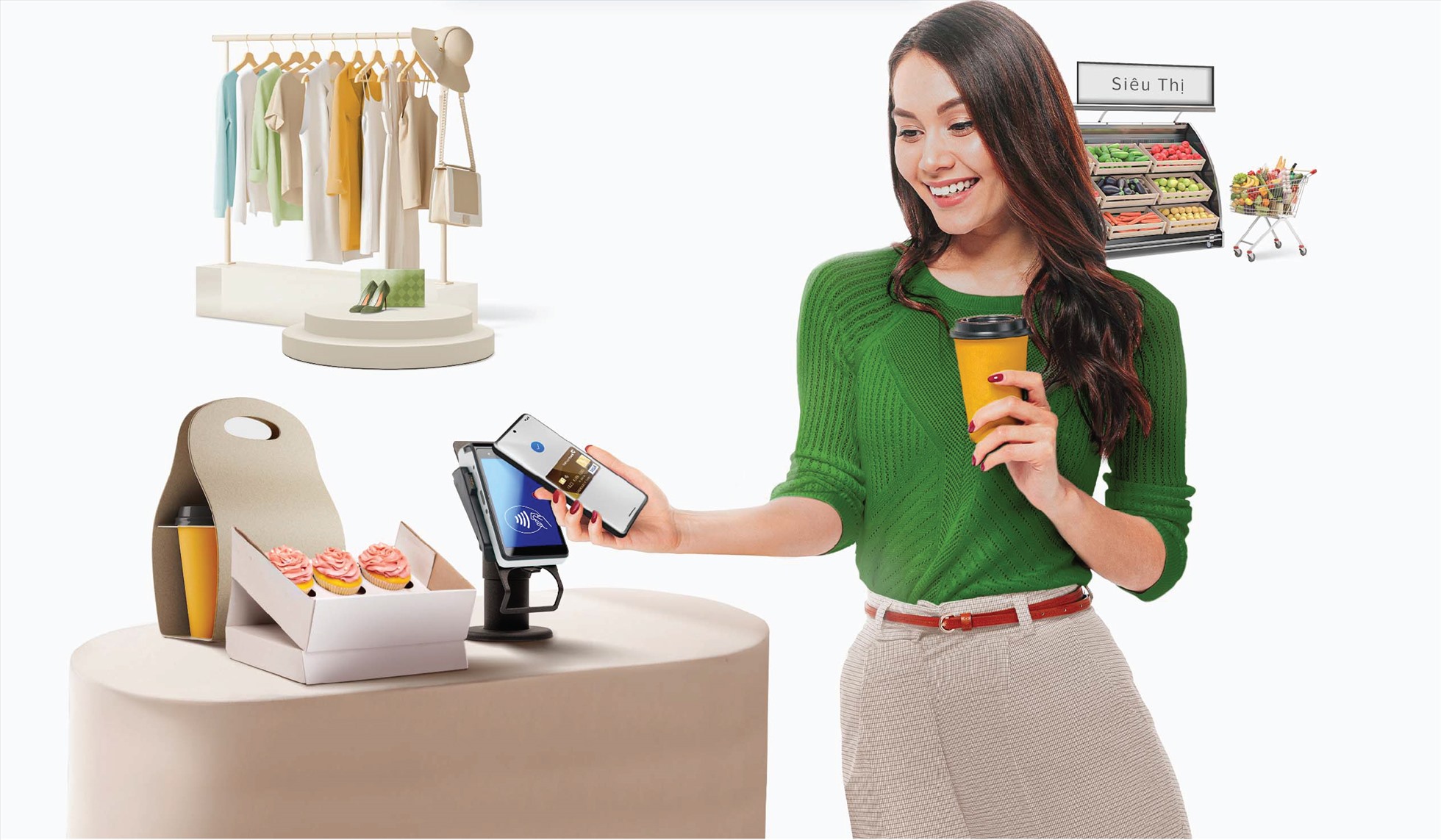 Chủ thẻ Vietcombank Visa có thể liên kết thẻ với ứng dụng Google Wallet để thanh toán khi mua sắm trực tuyến. Ảnh: NH