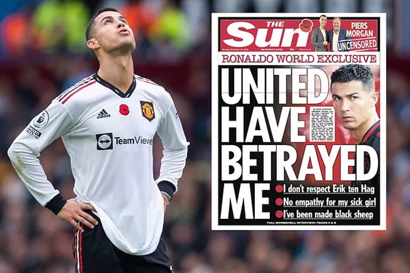 Ronaldo nói anh bị phản bội vào lúc đội bóng ăn mừng chiến thắng. Ảnh: The Sun