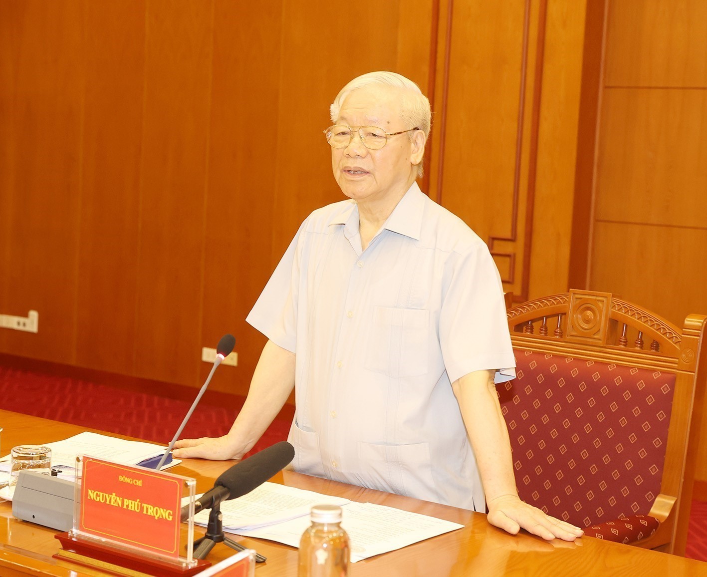 Tổng Bí thư Nguyễn Phú Trọng chủ trì cuộc họp. Ảnh: Trí Dũng/TTXVN