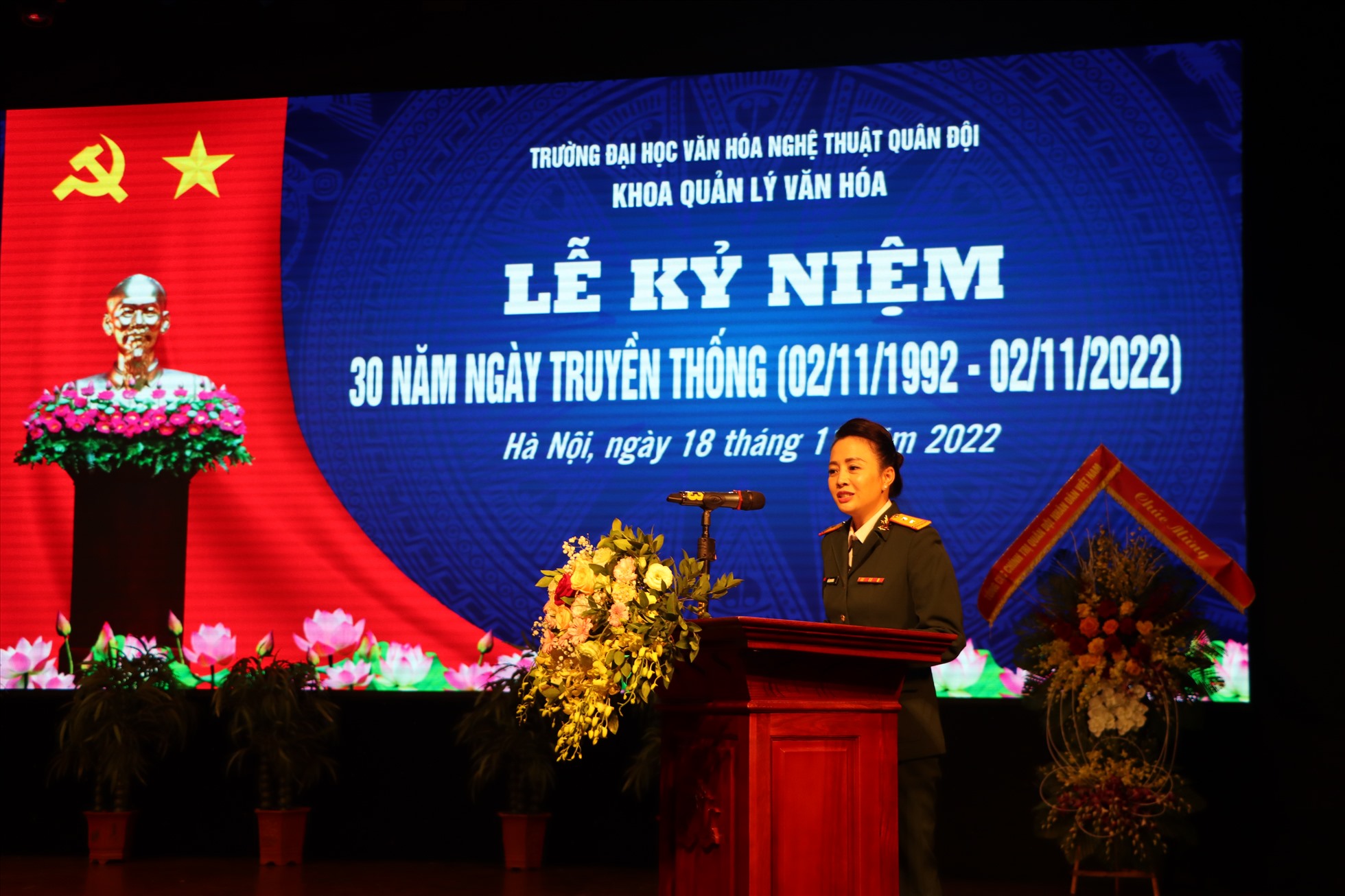 Trung tá Đỗ Linh Giang phát biểu.