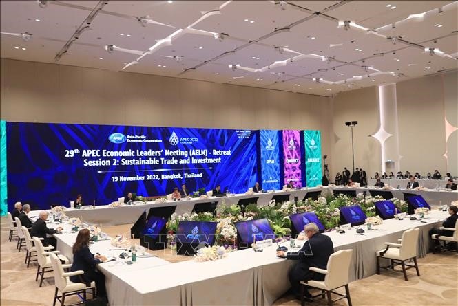 Quang cảnh Phiên họp thứ hai - Tuần lễ Cấp cao APEC 2022. Ảnh: TTXVN