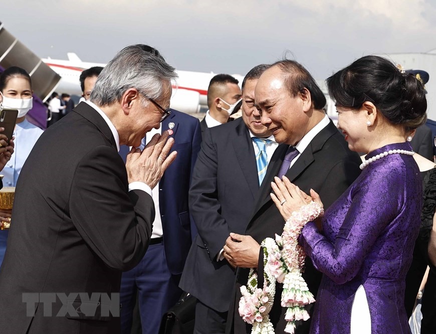 Lễ tiễn Chủ tịch nước Nguyễn Xuân Phúc và Phu nhân tại sân bay. Ảnh: TTXVN