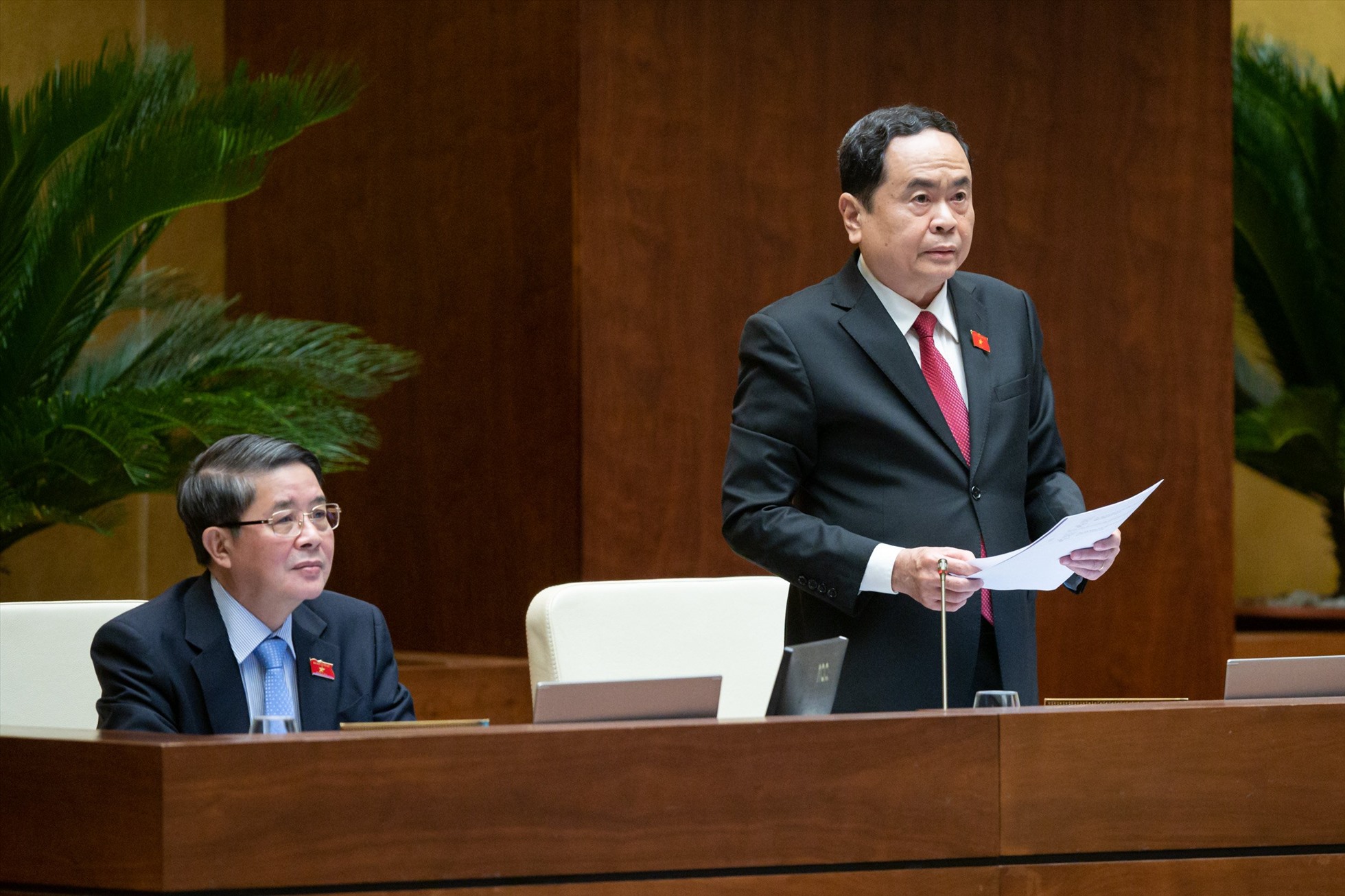 Phó Chủ tịch Thường trực Quốc hội Trần Thanh Mẫn phát biểu khai mạc phiên chất vấn và trả lời chất vấn.