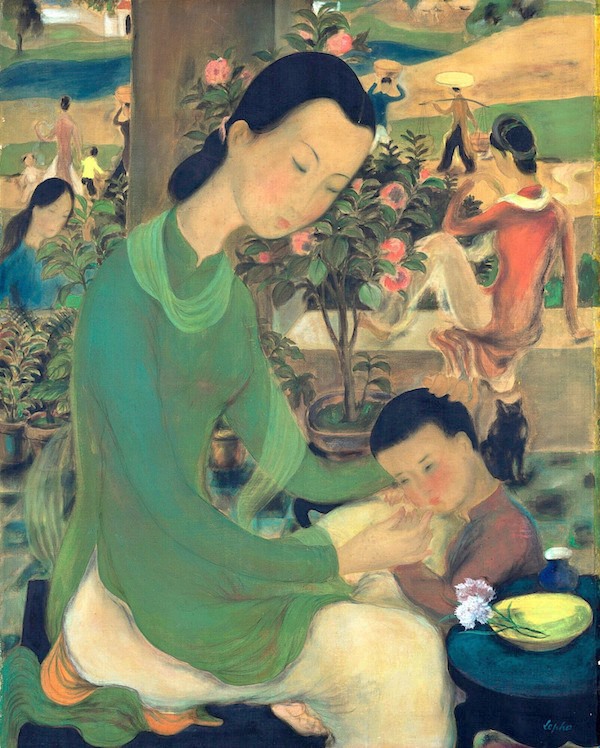 Bức tranh “Family Life” (Đời sống gia đình) của họa sĩ Lê Phổ được bán với giá 1,1 triệu USD. Ảnh: Sotheby's.