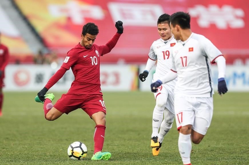 Nhiều cầu thủ dự trận Qatar vs Ecuador từng thi đấu cho U23 Qatar ở trận thua U23 Việt Nam tại bán kết Giải U23 Châu Á 2018. Ảnh: Xinhua