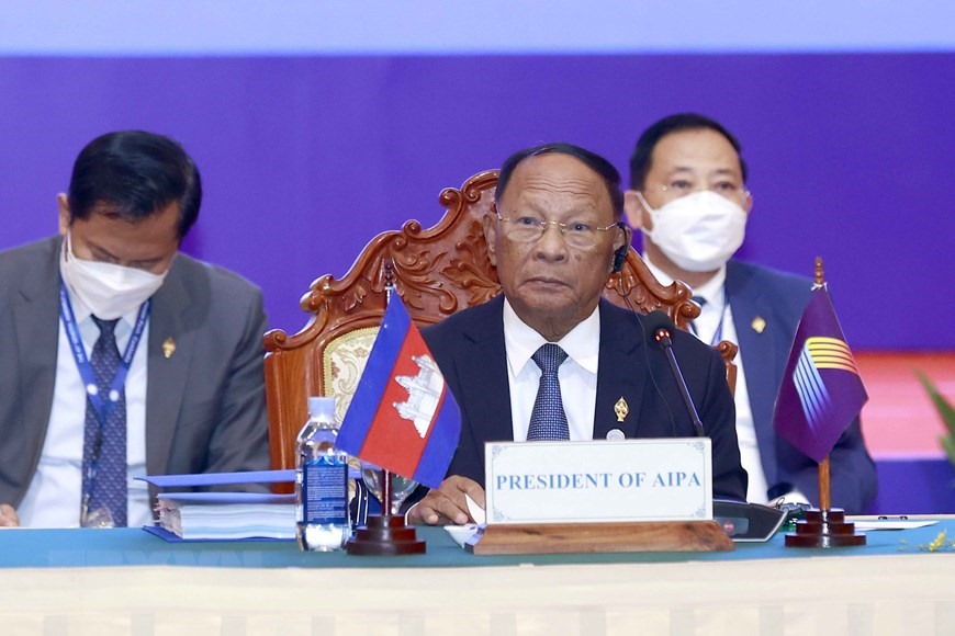 Chủ tịch Quốc hội Campuchia Samdech Heng Sarin, Chủ tịch AIPA-43. Ảnh: TTXVN