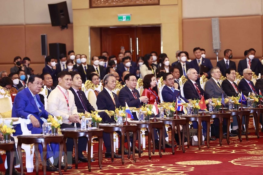 Lễ khai mạc Đại hội đồng Liên nghị viện các quốc gia Đông Nam Á lần thứ 43 diễn ra tại thủ đô Phnom Penh, Vương quốc Campuchia sáng 21.11. Ảnh: TTXVN