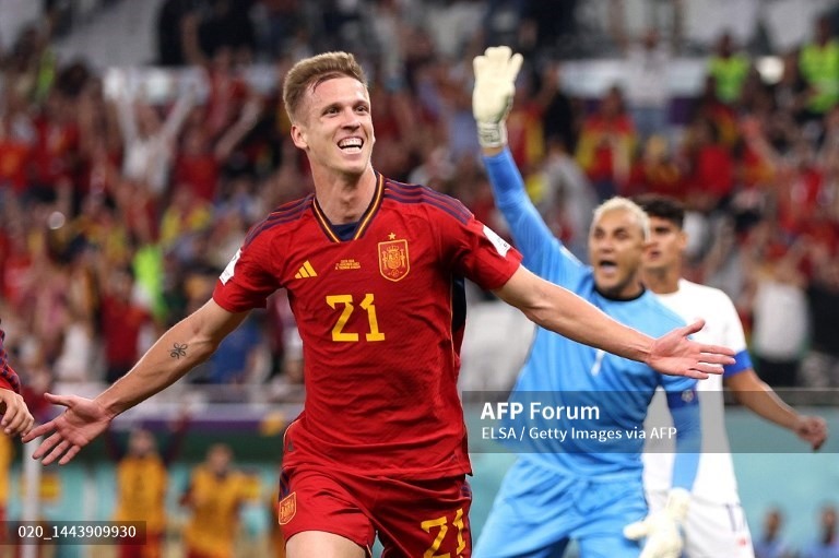 Dani Olmo mang về lợi thế cho tuyển Tây Ban Nha. Ảnh: AFP