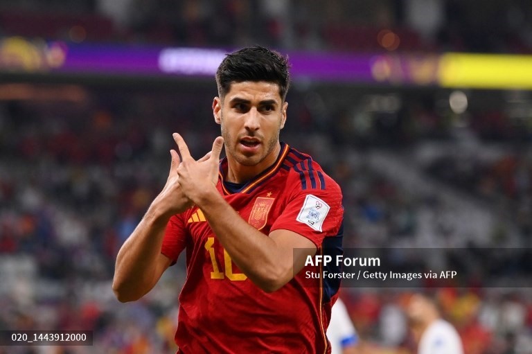 Asensio nhân đôi cách biệt cho La Roja. Ảnh: AFP