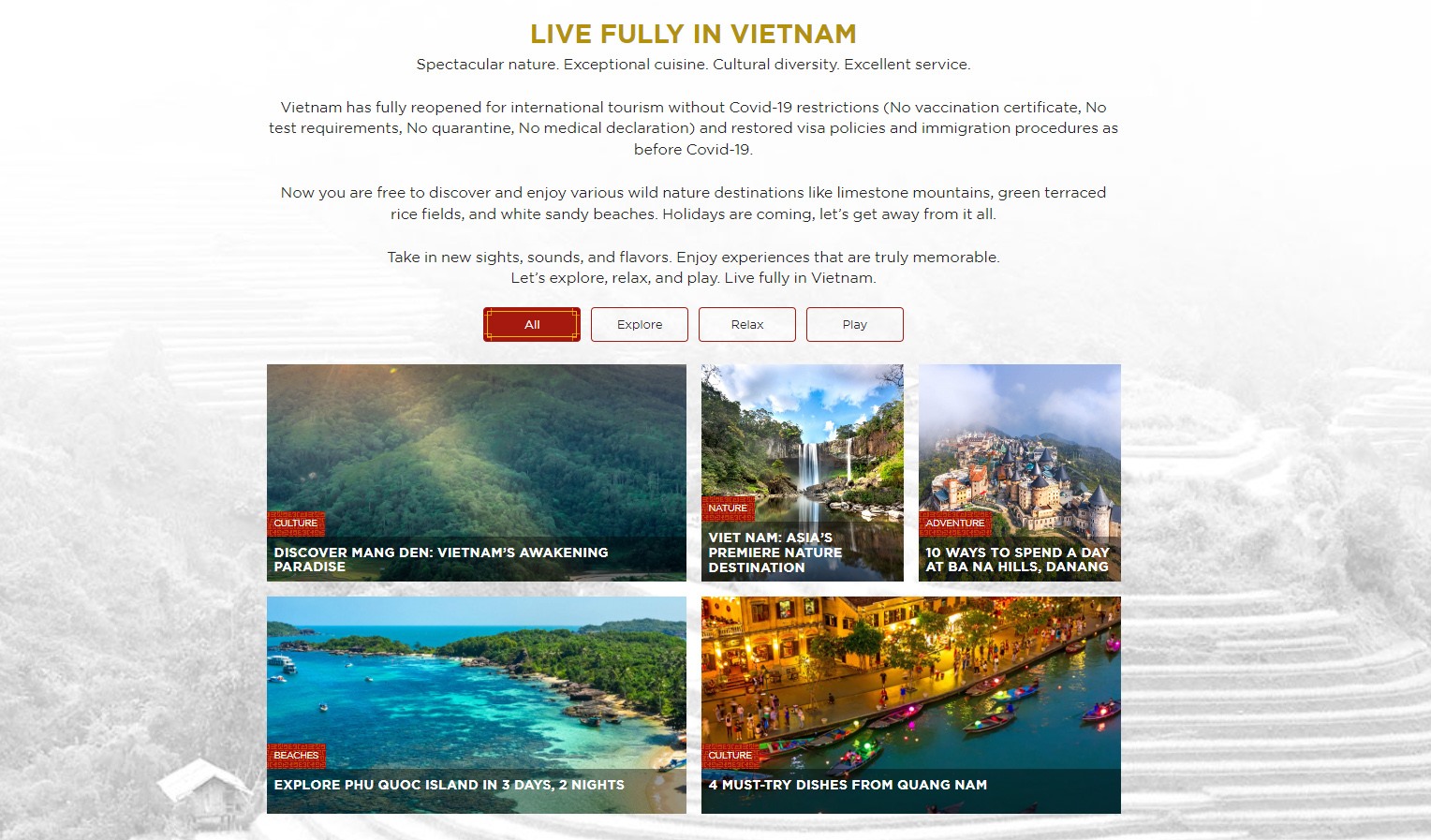 website quảng bá du lịch Việt Nam ra nước ngoài của Tổng cục Du lịch