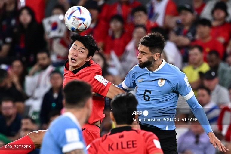 Uruguay và Hàn Quốc chia điểm ở trận đầu tiên của bảng H World Cup 2022. Ảnh: AFP