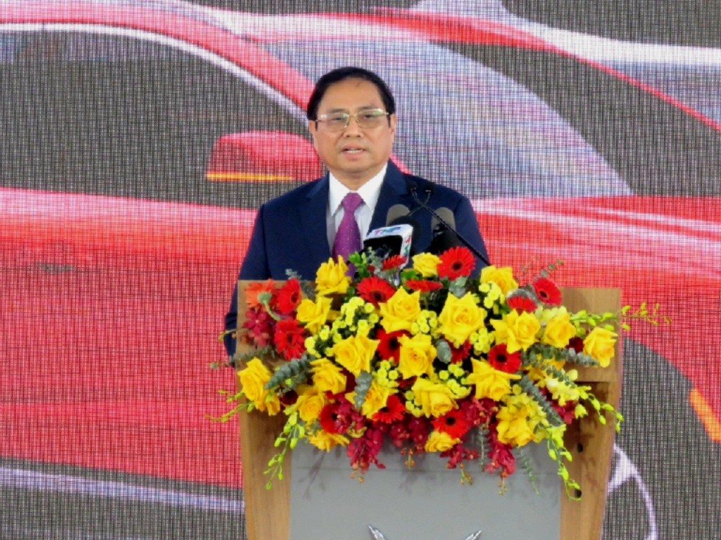 Thủ tướng Phạm Minh Chính phát biểu tại buổi xuất khẩu xe ô tô sang Mỹ