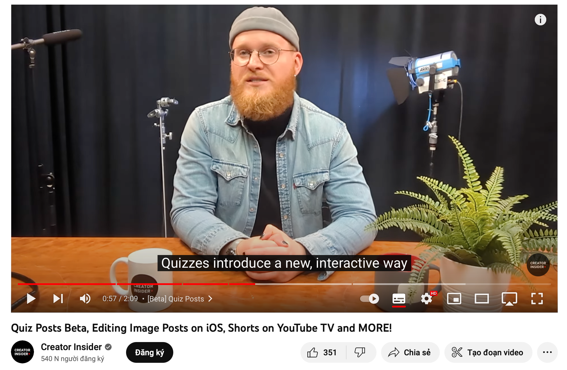 Video mới nhất trên kênh Creator Insider cho biết YouTube đang đưa tính năng câu đó vào thử nghiệm với một số người sáng tạo nhất định. Ảnh: YouTube