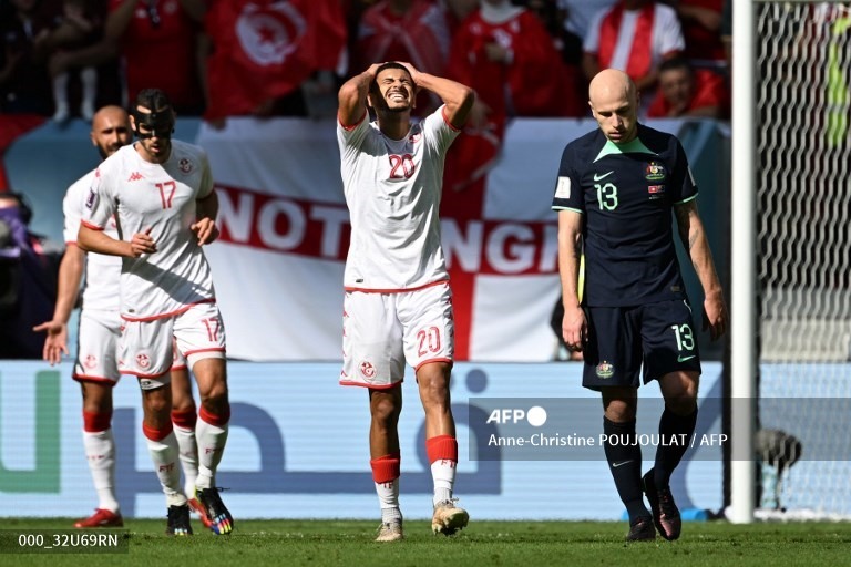 Tunisia chưa có cơ hội rõ rệt sau khi để đối thủ vượt lên dẫn trước. Ảnh: AFP
