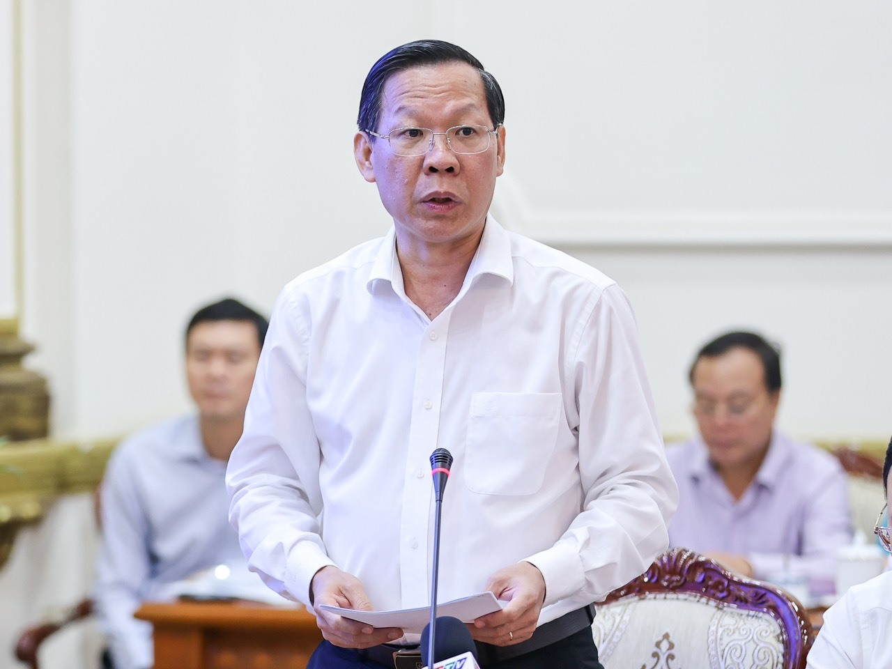 Chủ tịch UBND TPHCM Phan Văn Mãi phát biểu tại buổi làm việc.  Ảnh: VGP/Nhật Bắc