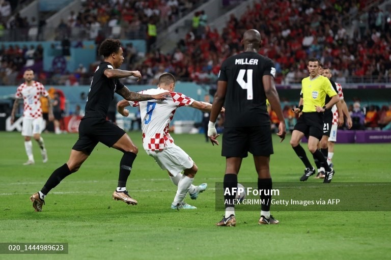 Kramaric ghi bàn nâng tỉ số lên 3-1 cho Croatia. Ảnh: AFP