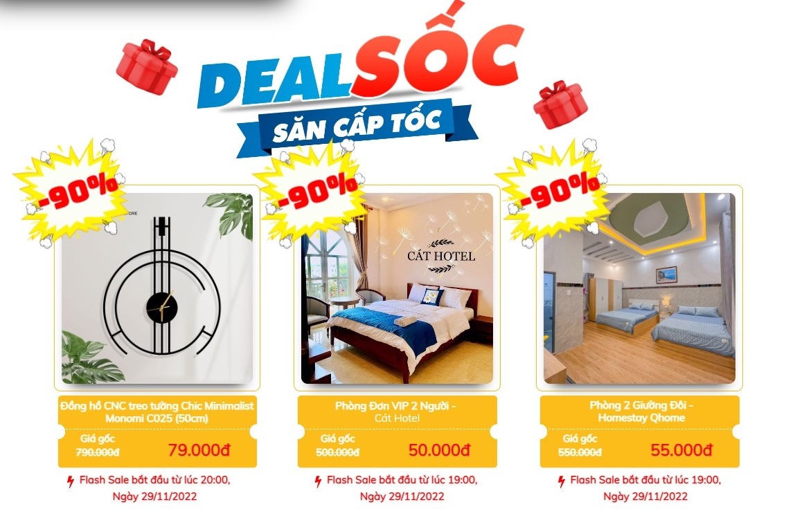 Deal sốc ưu đãi đến 90% trong Hội chợ trực tuyến 2022 tổ chức trên Sàn thương mại điện tử du lịch. Ảnh: Thành An