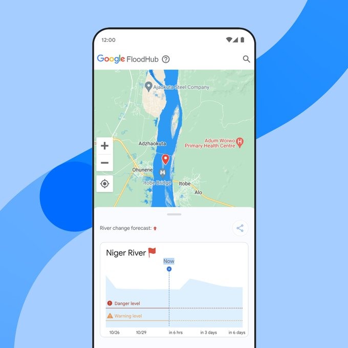 Google đang tạo ra một công cụ có tên là Flood Hub nhằm cảnh báo lũ lụt. Ảnh chụp màn hình