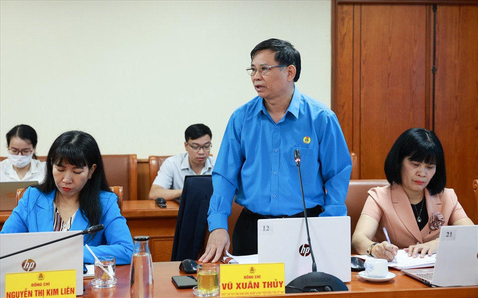 Chủ tịch Công đoàn Nông nghiệp và Phát triển Nông thôn Việt Nam phát biểu tại Hội nghị. Ảnh: Hải Nguyễn