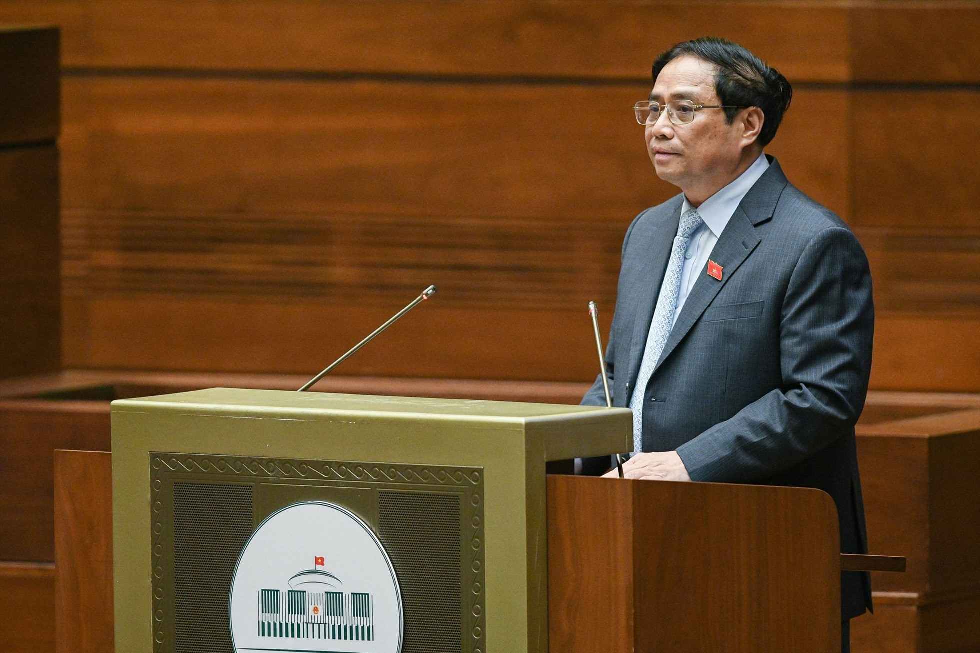 Thủ tướng Chính phủ Phạm Minh Chính phát biểu, làm rõ hơn nội dung thuộc thẩm quyền Chính phủ.