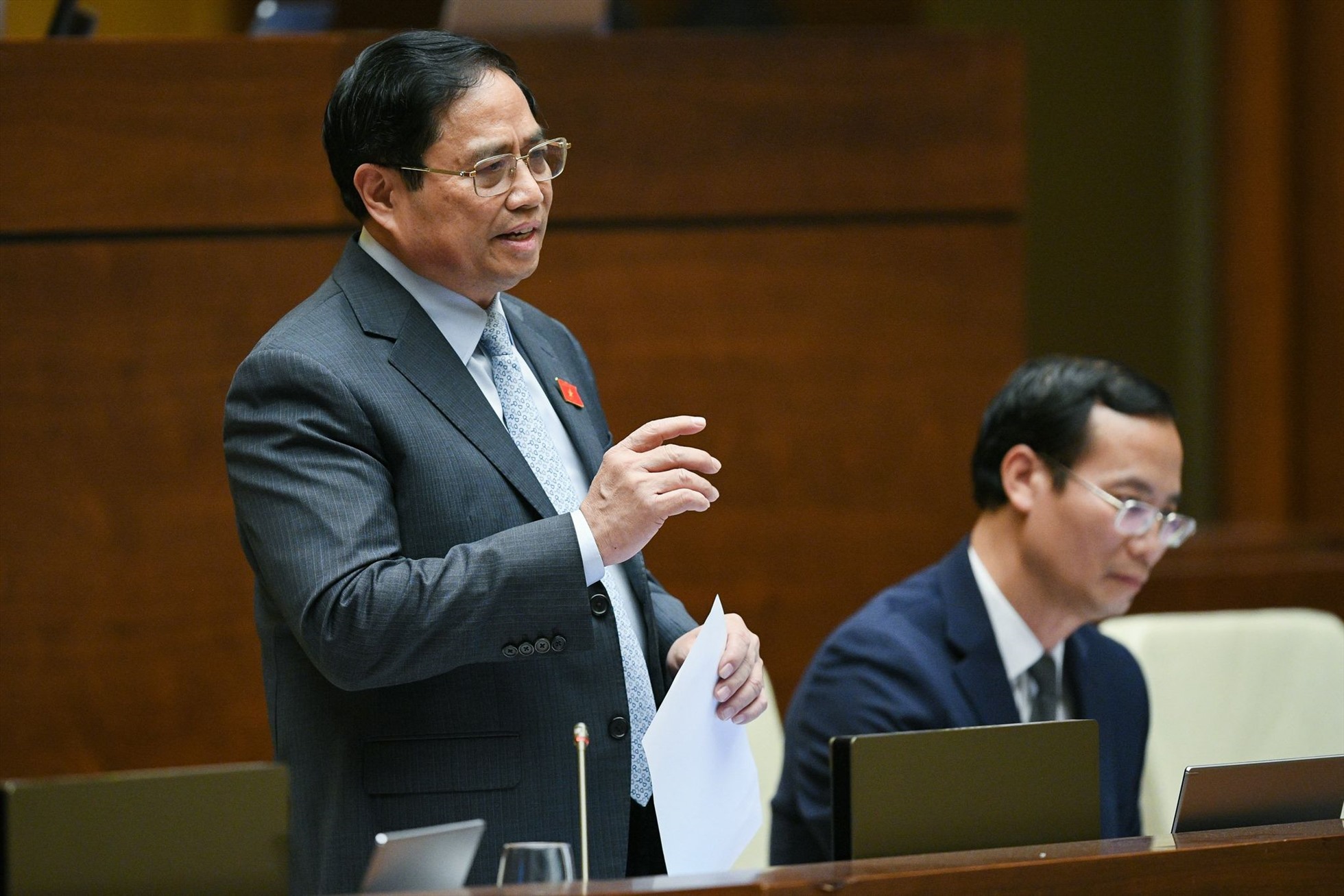 Thủ tướng Chính phủ Phạm Minh Chính trả lời chất vấn của đại biểu Quốc hội.