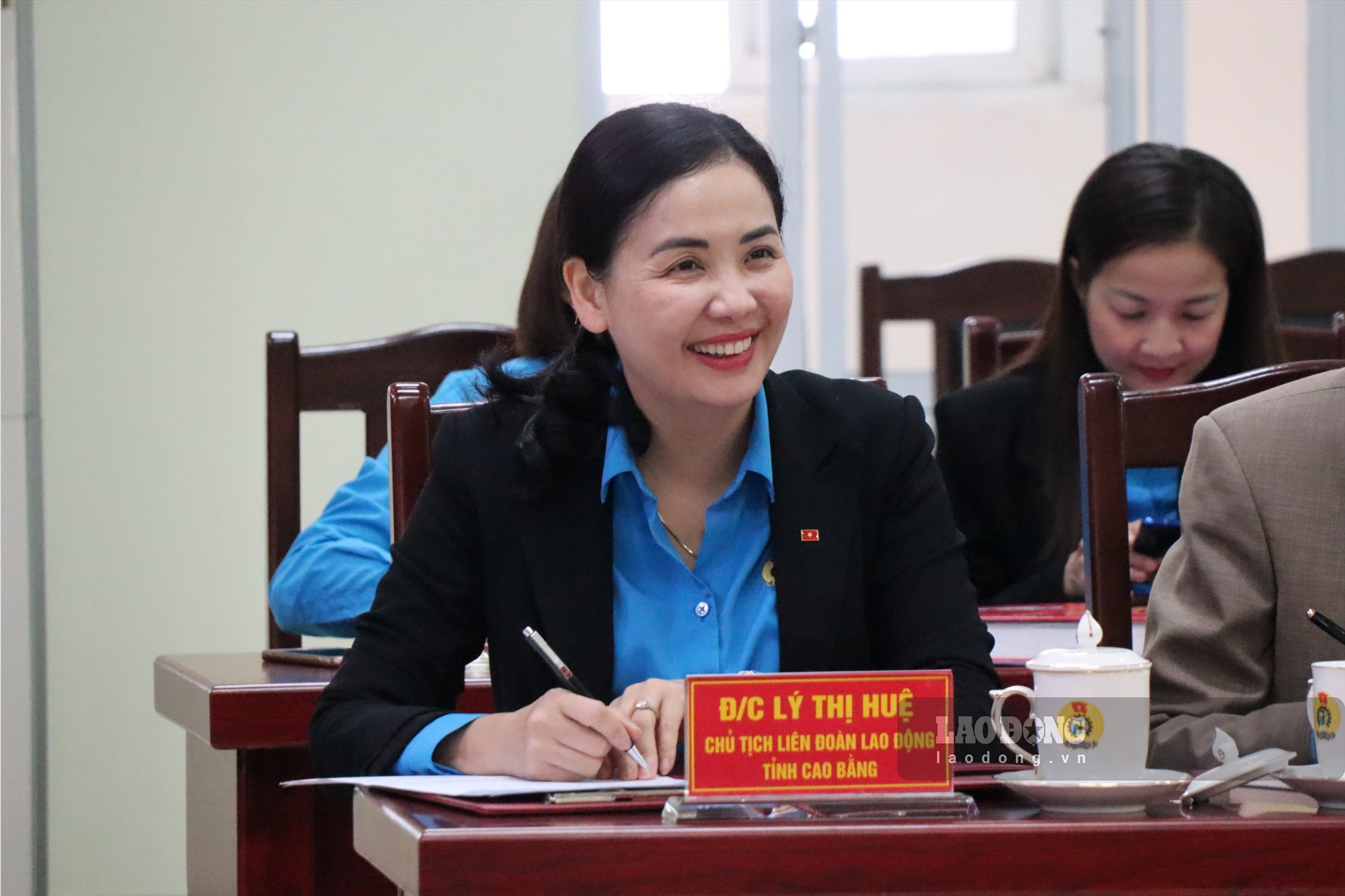 Bà Lý Thị Huệ - Chủ tịch LĐLĐ tỉnh Cao Bằng chủ trì tại Hội nghị.