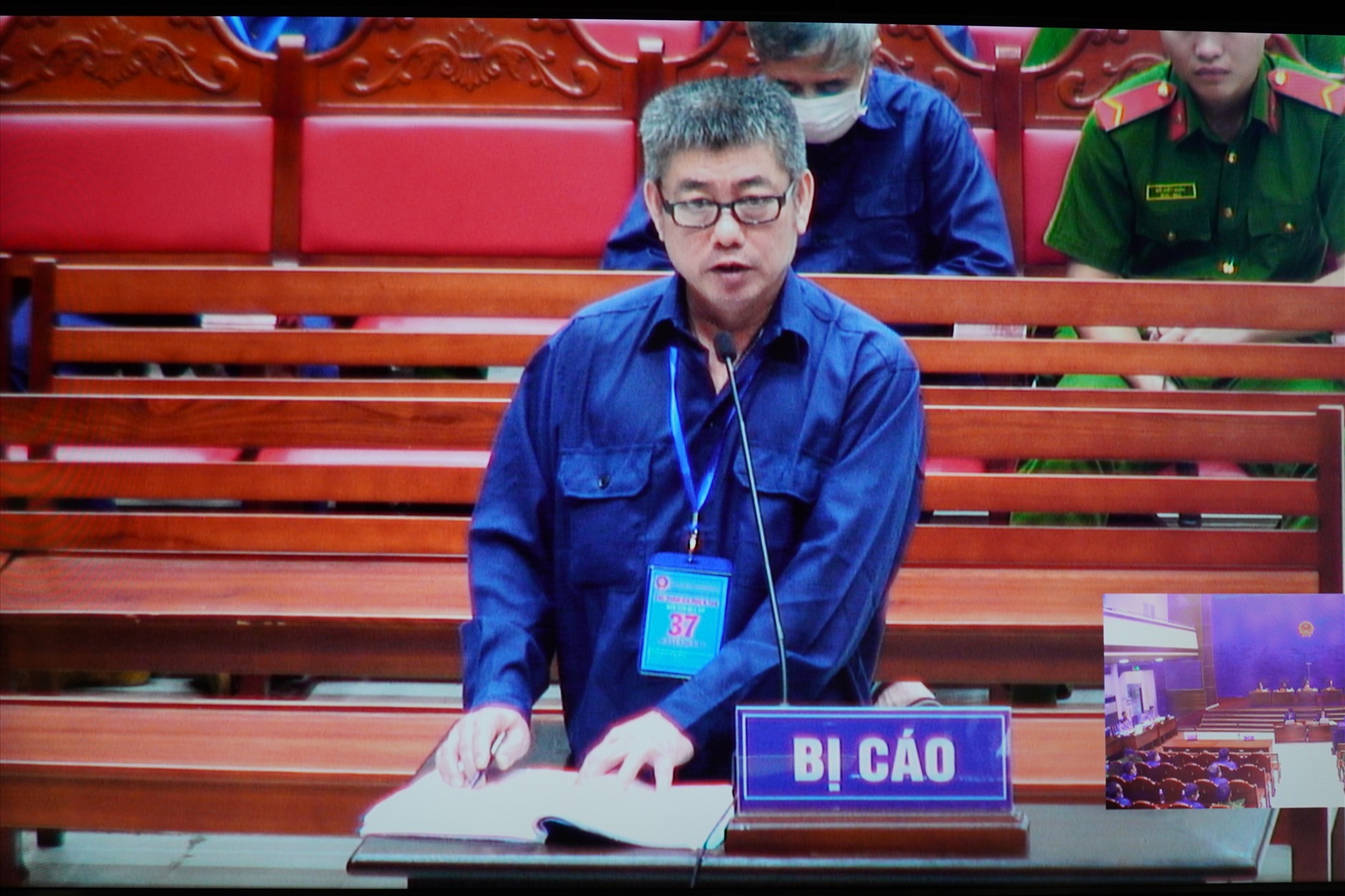 Nguyễn Hữu Tứ tại phiên toà xét xử xăng lậu sáng ngày 7.11. Ảnh: Hà Anh Chiến