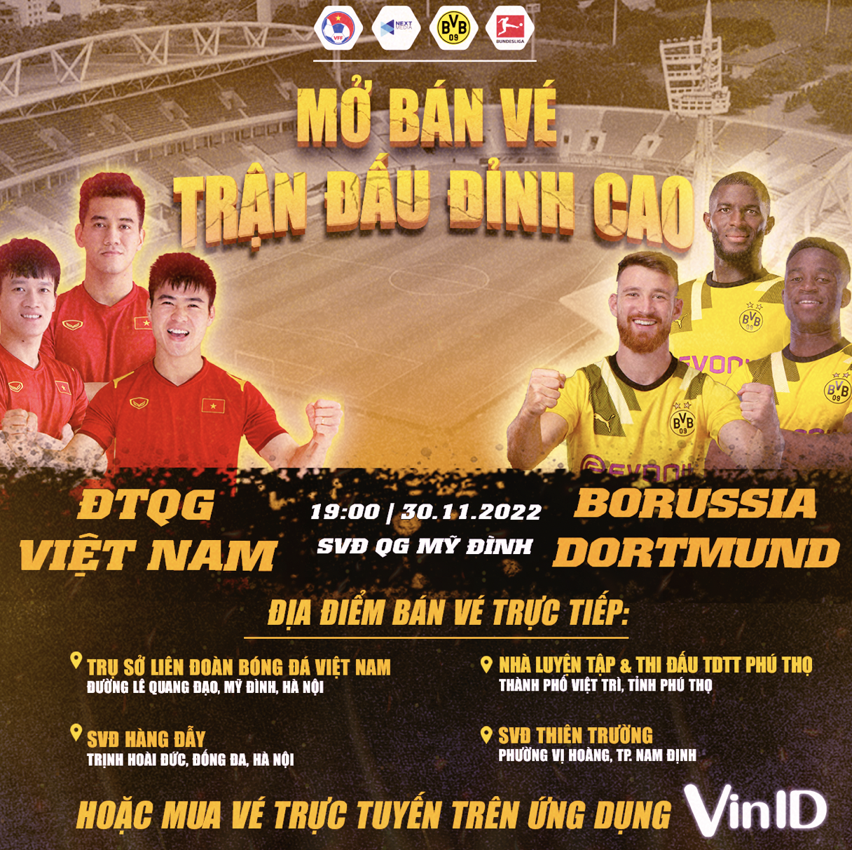 Mở bán vé trực tiếp trận giao hữu tuyển Việt Nam - Dortmund. Ảnh: H.A
