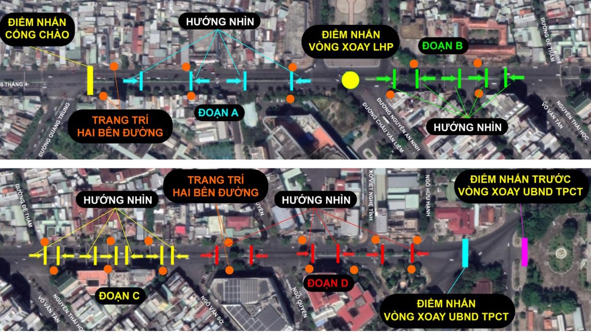 Đường đèn có tổng chiều dài khoảng 1,15km, từ ngã ba đường 30 Tháng 4 - Quang Trung đến trước trụ sở UBND TP Cần Thơ.
