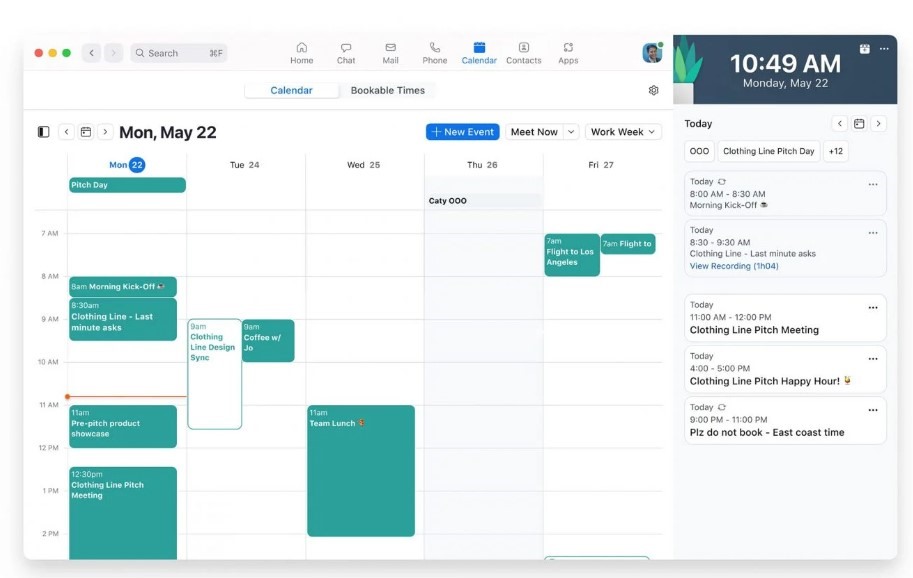 Người dùng có thể đặt lịch hẹn cho các buổi họp sắp tới. Ảnh chụp màn hình