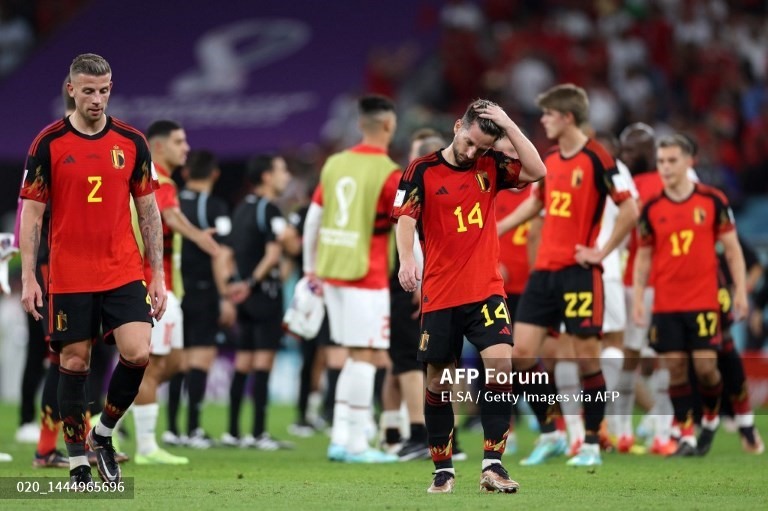 Đội tuyển Bỉ đã tự làm khó mình sau trận thua trước Maroc.  Ảnh: AFP