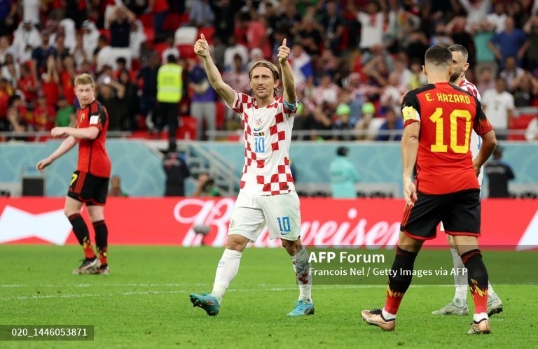 Modric và các đồng đội tiến vào vòng 1/8 World Cup 2022 với tư cách nhì bảng F. Ảnh: AFP