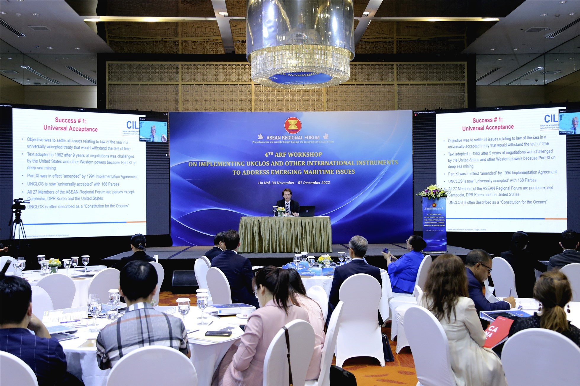 Hội thảo lần thứ tư của Diễn đàn Khu vực ASEAN (ARF) về vận dụng Công ước của Liên Hợp Quốc về Luật biển 1982 và các văn kiện pháp lý quốc tế khác trong ứng phó với các thách thức đang nổi lên trên biển. Ảnh: Bộ Ngoại giao